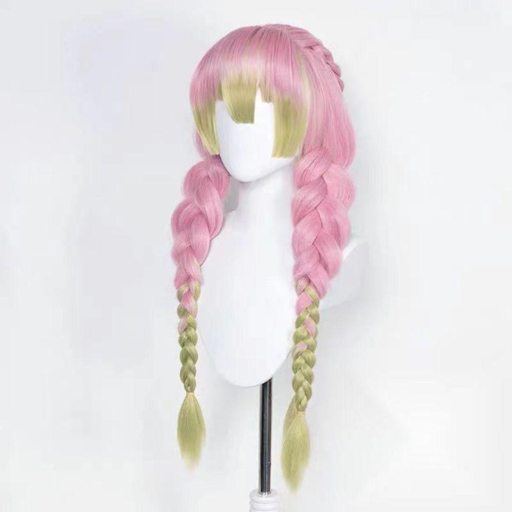 Bộ tóc giả Cosplay diệt quỷ SIMPLEAID, Long Demon Slayer Kimetsu no Yaiba, Chất lượng cao chịu nhiệt tổng hợp Mitsuri Kanroji Đảng