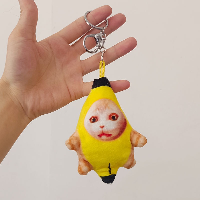 HK1 12CM Khóc Chuối Mèo Khóc Mèo meo Có Âm Thanh Ngộ nghĩnh Móc Khóa Búp Bê Mặt Dây Chuyền KH1