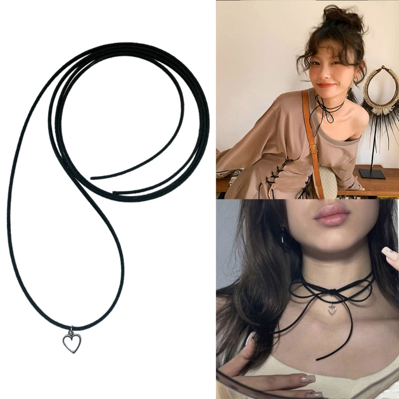 Coo Vòng Cổ choker Dây Thừng Mặt Trái Tim Rỗng Tối Thiểu Phong Cách Bohemia