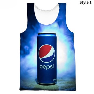 Thời trang thể thao tank top đồ uống có ga mới pepsi in 3d quần jean thường