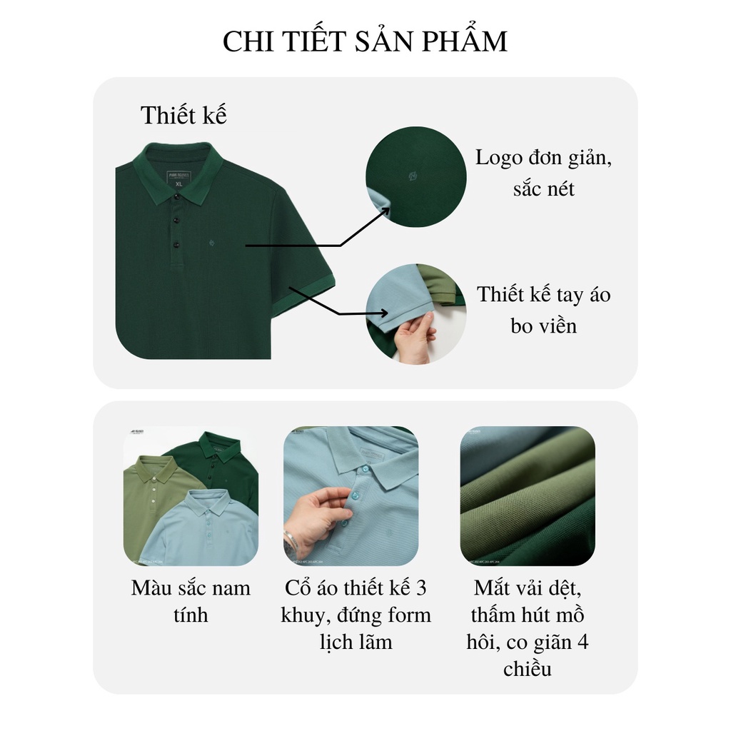 Mô tả Áo polo nam trơn cộc tay cao cấp Phan Nguyễn màu sắc basic, dễ phối, form ôm thoải mái APC.202-204 - 2