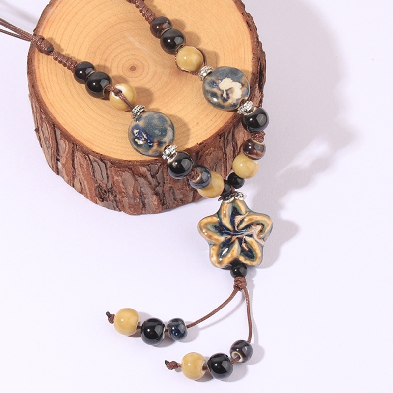 Vòng Cổ Choker Hạt Gốm Nhiều Màu Hình Hoa Tua Rua Phong Cách Bohemian Dành Cho Nữ