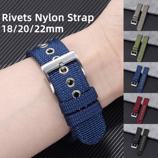 Dây Đeo Đồng Hồ Bằng Nylon Và Vải Bố Phối Đinh Tán Kích Thước 18mm 20mm 22mm Thoáng Khí Phong Cách Thể Thao Thời Trang Mùa Hè