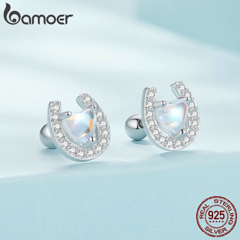 Bamoer Bông Tai Bạc 925 Hình Móng Ngựa sce1612