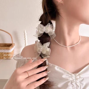Kẹp Tóc Hình Bướm Phối Lưới Và Ngọc Trai Xinh Xắn Dành Cho Nữ