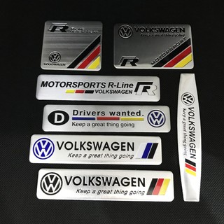 Miếng Dán Kim Loại Trang Trí Thân Xe Hơi Volkswagen VW R line GTI Polo Fox Gol Up Golf Beetle Santana Sagitar Tiguan Passat Touran Jetta Caddy Shsran Vento
