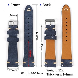 Dây Đeo Đồng Hồ Bằng Da Bò Thật 20mm 22mm Phong Cách Vintage