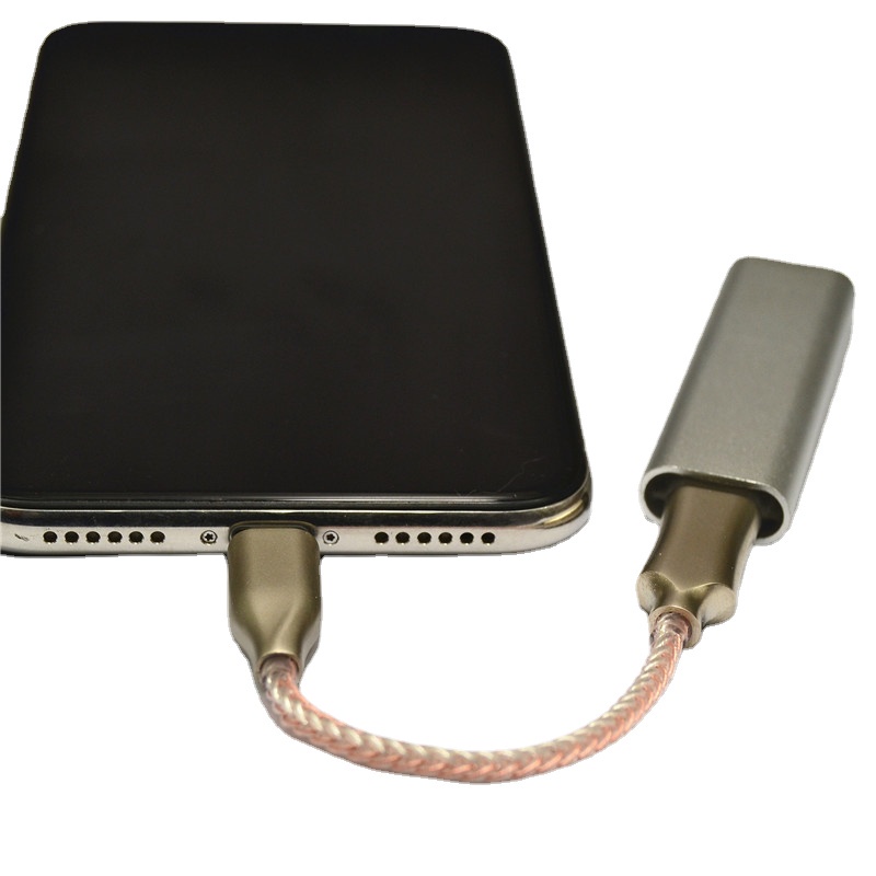 Dây Cáp OTG Type-C DAC 8 Lõi Pha Lê Đồng Đầu USB C Sang Micro USB Cho Điện Thoại ios 12 Pro Max 11 X Android