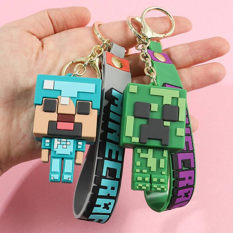 Mới Móc Khóa Nhựa PVC Minecraft Hình Nhân Vật Game Creeper Steve 3D Dễ ...
