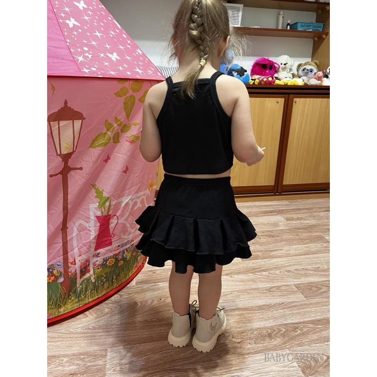 Áo Croptop Dệt Kim Hai Dây Màu Trơn Cho Bé Gái 1-6 Tuổi