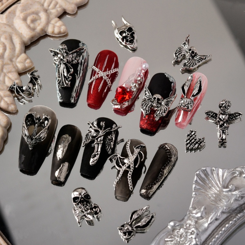 Punk Skeleton Nail Art Charms Skull Tips Decoration Rhinestones Nail Accessory