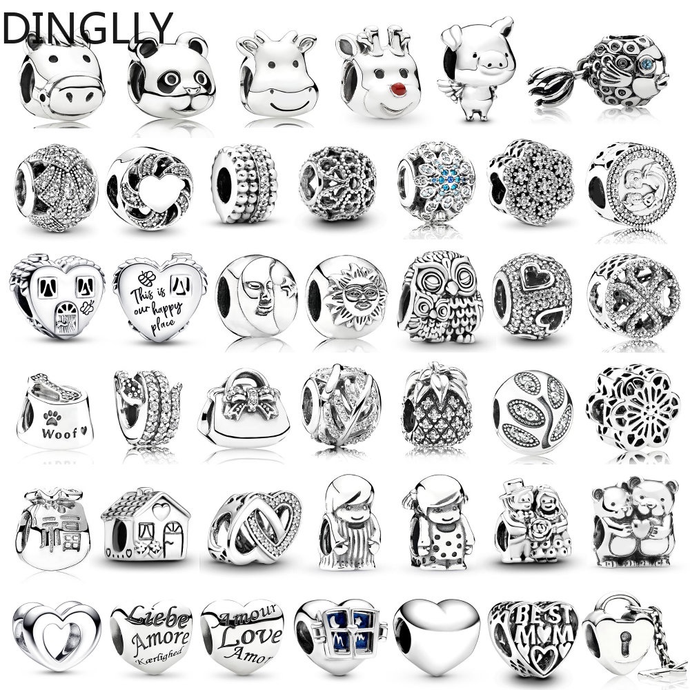 Hạt Charm Màu Sắc Bạc Hình Trái Tim Dùng Làm Trang Sức DIY