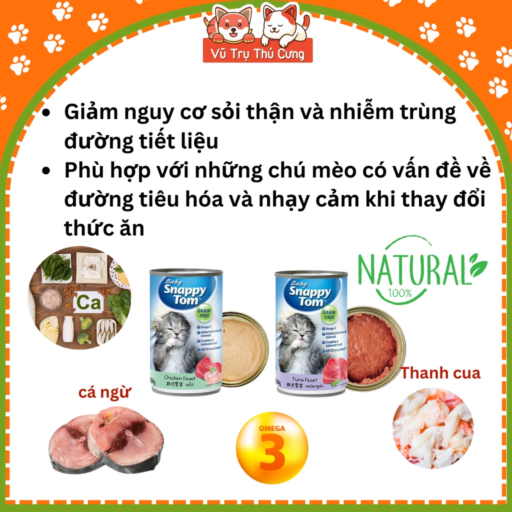 Pate Baby Snappy Tom cho Mèo Con lon 150g