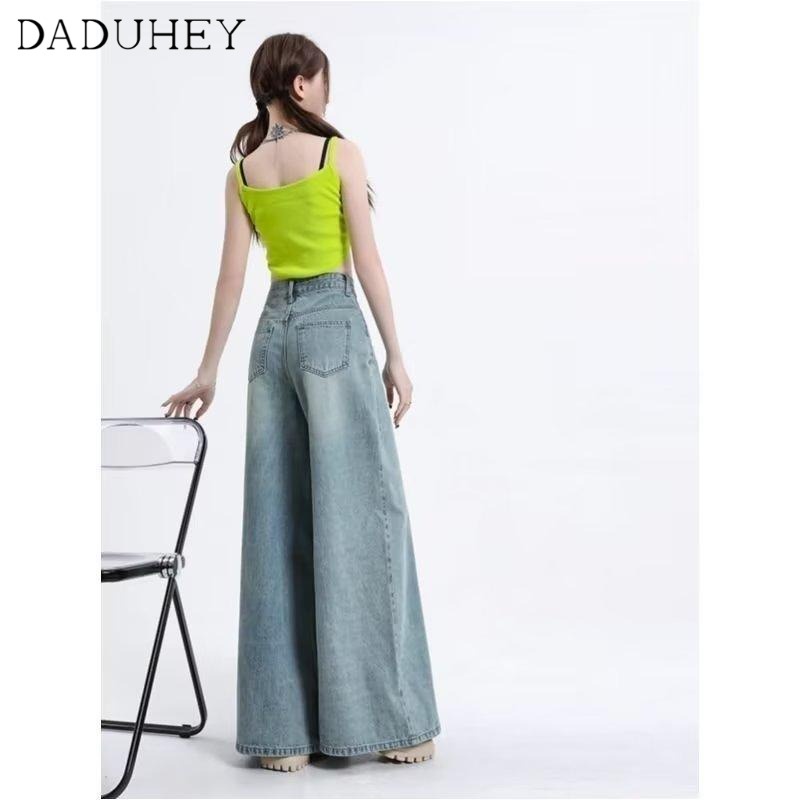 Ảnh DaDuHey New American Ins High Street Stretch Jeans Niche High Waist Loose Wide Leg Pants Large Size Trousers 3