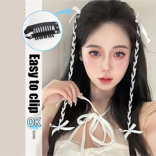 Kẹp Tóc Giả Thắt Nơ Ruy Băng Dài / Kẹp Tóc Giả Vô Hình Thủ Công Ngọt Ngào Cho Bé Gái