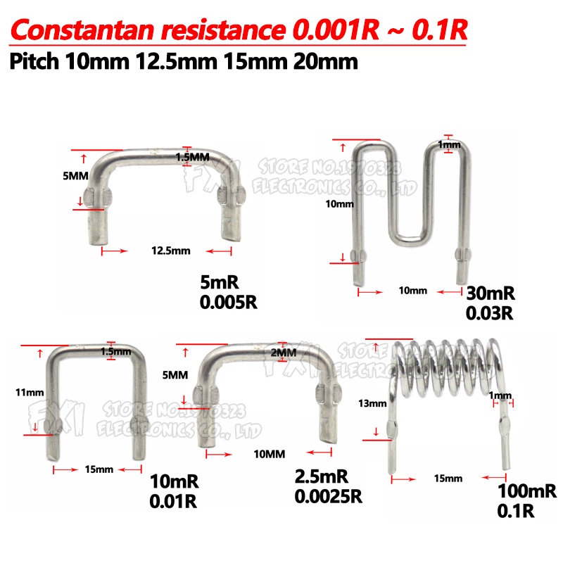 Set 10 Điện Trở 0.001R ~ 0.1R 10mm 12.5mm 15mm 20mm / 1mR ~ 100mR 10mR ...