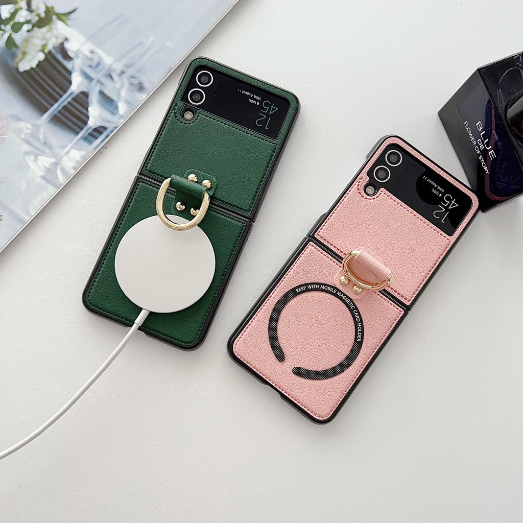 Thời Trang Vòng Da Móc Khóa Vỏ Điện Thoại Bảo Vệ Dành Cho Samsung Galaxy Z Flip 4 3 5G Chống Sốc Ốp Lưng Điện Thoại Cho Galaxy Z Flip 4 3 2 1 Phong Cách Tối Giản Với Điện Thoại Hút Từ Tính ca