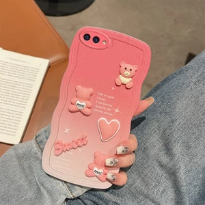 ốp lưng OPPO A1K ốp lưng Realme C2 Realme C1 Ốp Điện Thoại tpu Mềm Màu Hồng / Xanh Dương Gradient Hình Gấu 3D Cho OPPO A1K Realme C2 A3S A5S A11K A1K Realme C1 C2 MMX