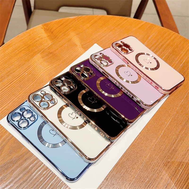 Ốp Điện Thoại Mạ Từ Tính Sang Trọng Cho iPhone 13 14 Pro Max 14 Plus