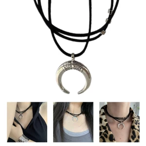 Yoo Moon Horn Mặt Dây Chuyền Vòng Cổ Trang Sức Lớp Choker Vòng Cổ Tuyên Bố Trang Sức