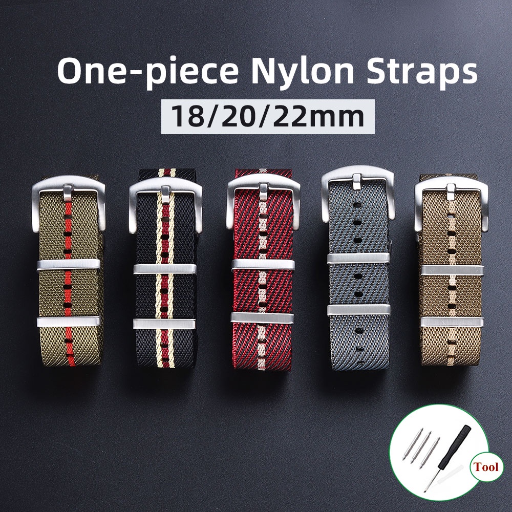 Dây Đeo Đồng Hồ Bằng Nylon Bền NATO ZULU 18mm 20mm 22mm Phong Cách Quân Đội One Piece