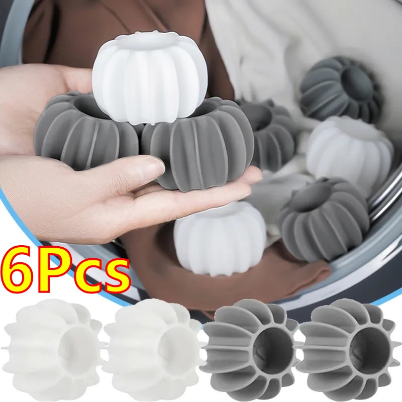 6 Quả bóng giặt khử nhiễm chống rối di động / Quả bóng làm sạch bộ sưu tập bẩn / TPR có thể tái sử dụng / Quả bóng giặt ma thuật bằng silicon / Máy giặt Bộ lọc tẩy lông