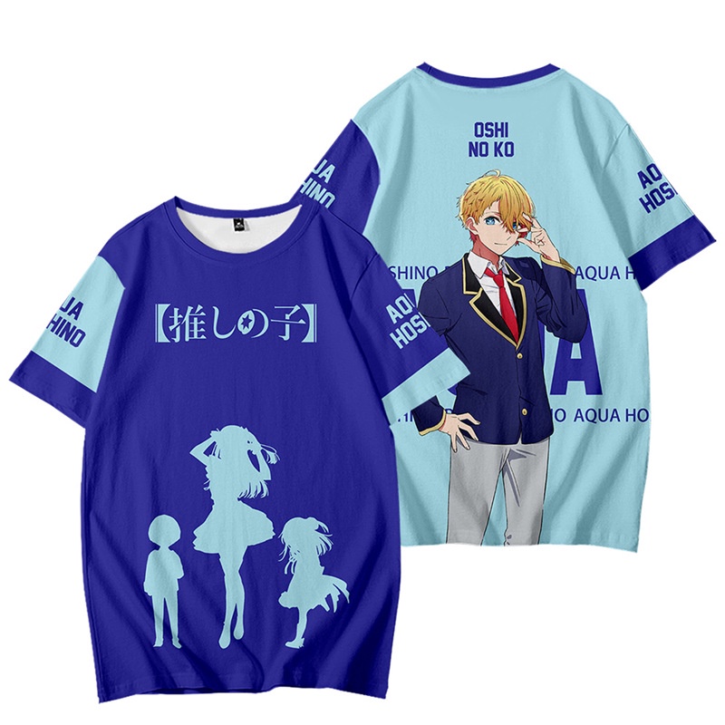 GC1 Oshi no Ko Anime Áo Thun Unisex Áo Sơ Mi Tay Ngắn Top Cosplay Hoshino Ai Arima Kana Kurokawa Akane 3D Tee Plus Siz