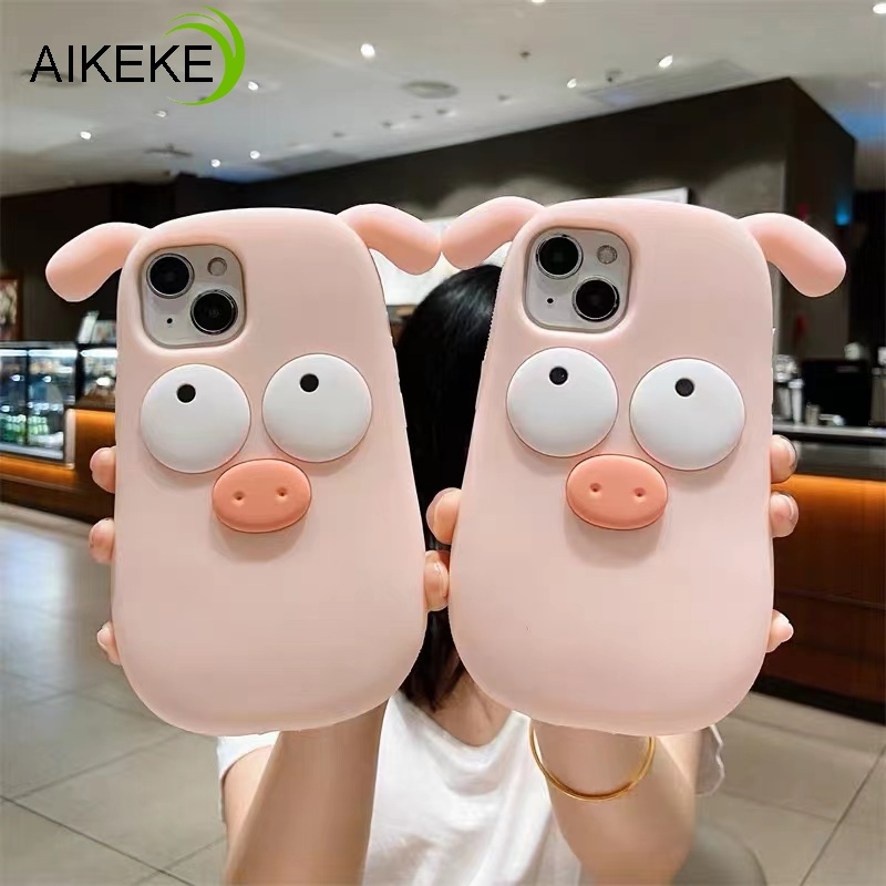 Dành Cho Vivo V23 5G Y17 Y15 Y13 Y12 Y11 2019 Y70S Y52S Y31S Y53S Y76S Ốp lưng 3D Hồng Dễ Thương Lợn Mềm Mại Silicon Cảm Giác Da Mặt Sau