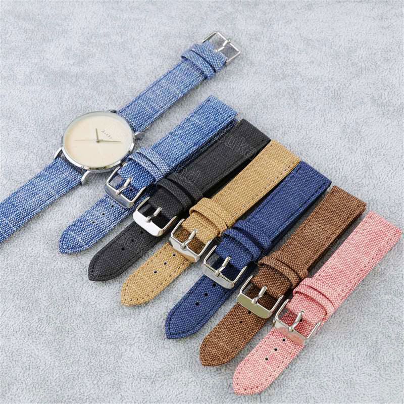 Dây Đeo Đồng Hồ Bằng Vải Denim Nylon Cổ Điển 10mm 12mm 14mm 16mm 18mm 20mm 22mm Dành Cho Nam Nữ