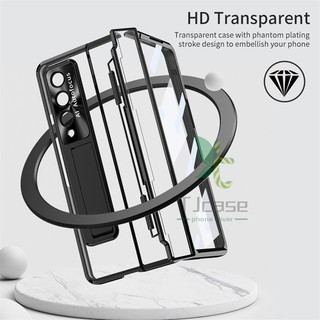 Ốp Điện Thoại Pc Trong Suốt Mạ Điện 3 Mức Độ Kèm Giá Đỡ Đứng Cho Samsung Galaxy Z Fold 4 Z Fold 5 Z Fold