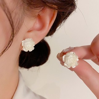 Khuyên Tai Hình Hoa Trà Trắng Thời Trang Pháp Ngọt Ngào