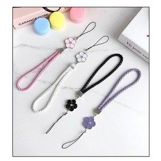 Lucky grass and sakura style multiple color anti-lost pu nylon weaving phone case strap for all phone keychains and documents