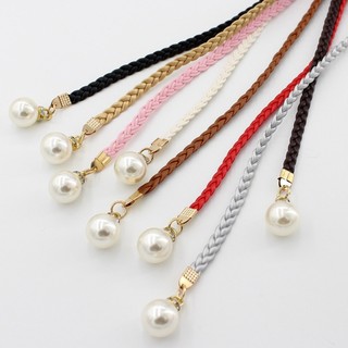 Thắt lưng bohemian vintage mỏng, trang trí ngọc trai trắng, phù hợp cho mùa hè