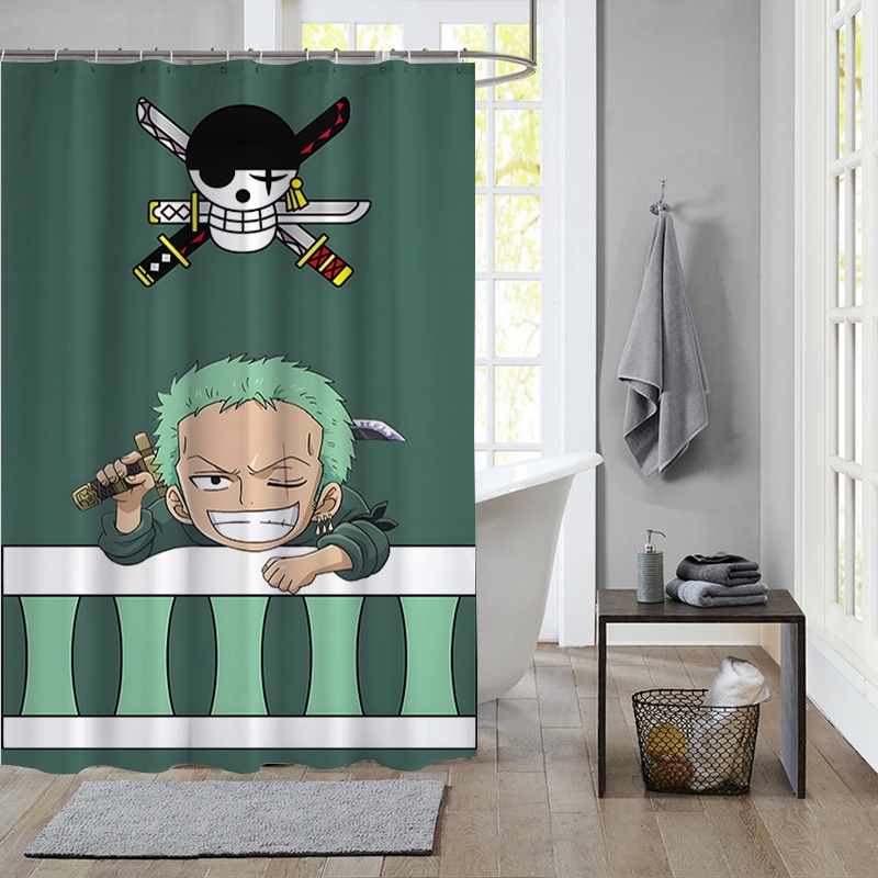 One Piece Monkey D. Luffy Polyester Chống Thấm Nước Màn Tắm Chống Nước Phòng Tắm Trang Trí Màn Tắm Vải Trang Trí Phòng Tắm Bộ 12 Móc
