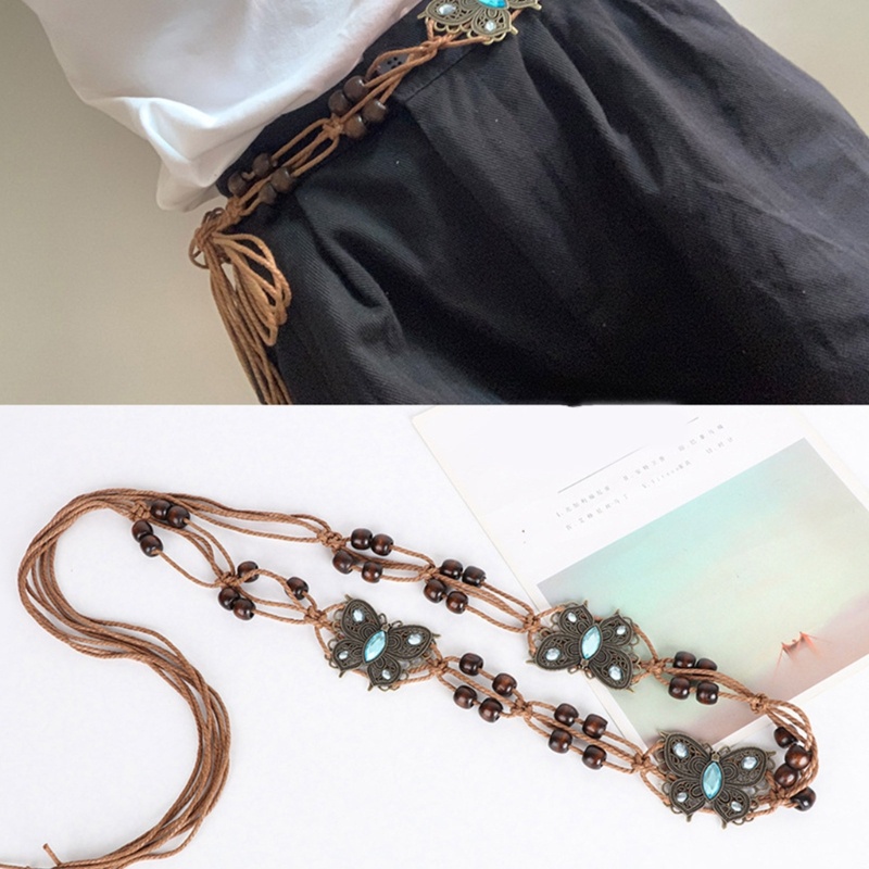 Dây Thắt Lưng Bện Sợi Xích Đính Hạt Và Tua Rua Phong Cách Bohemian Cho Nữ