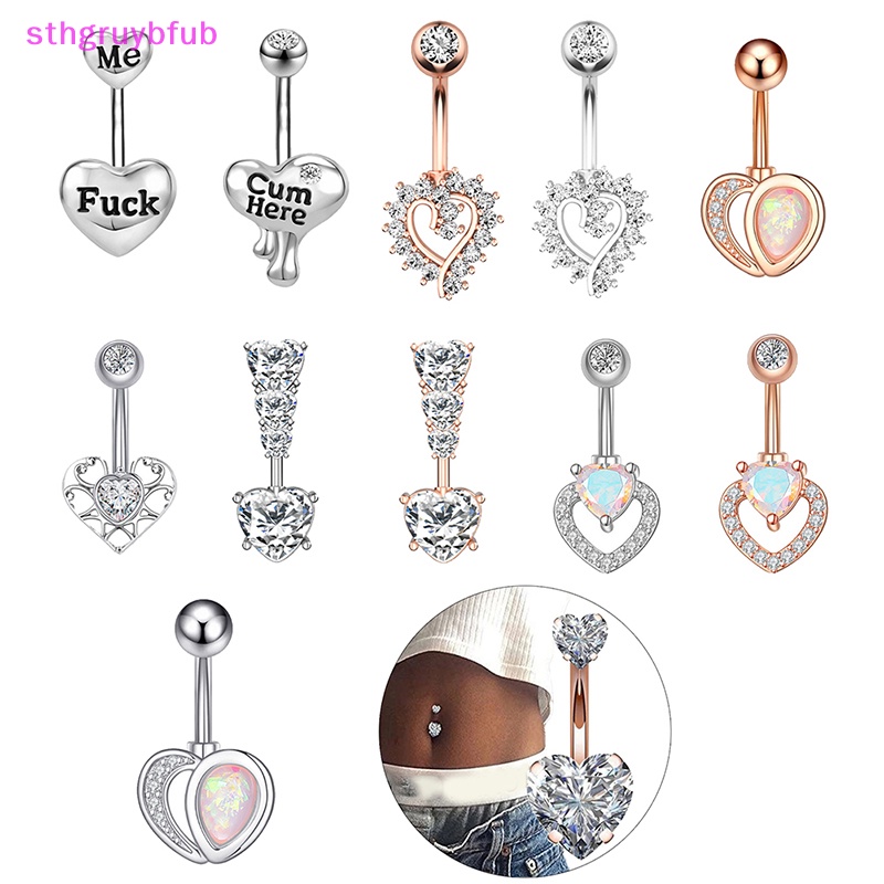 Khuyên Rốn Hình Trái Tim Đính Đá Zircon 14G
