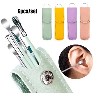 Set 6 Dụng Cụ Lấy Ráy Tai 6 Món Bằng Thép Không Gỉ Tiện Lợi