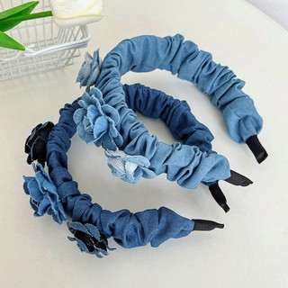 De Băng Đô denim Vành Rộng Không Trượt Giặt Được Hình Hoa Hồng Cho Nữ