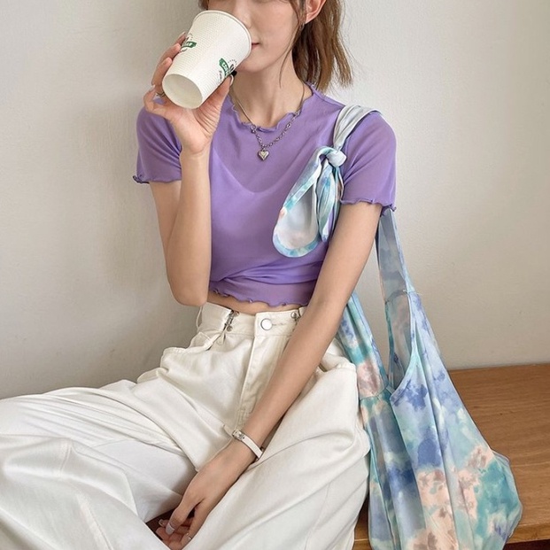 Váy treo mùa hè xuyên thấu Milyfashion có gạc ngắn tay T mỏng