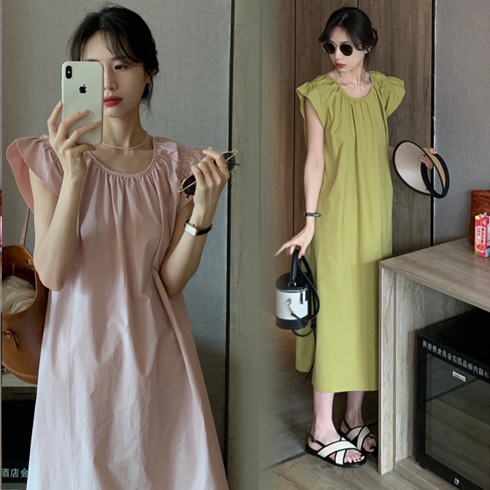 Đầm Bầu Không Tay Dáng Rộng Màu Sắc Đơn Giản Dễ Phối Đồ