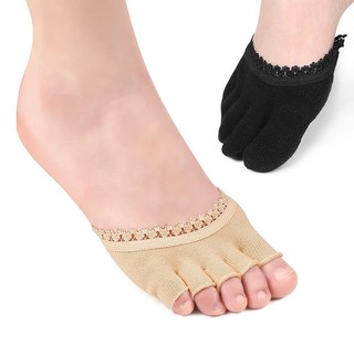 Mới Năm Ngón Chân Trước Miếng Lót Nữ Giày Cao Gót Chống Mòn Nửa Tất Ren Ren Vô Hình Tất Calluses Ngô Chăm Sóc Đau Chân
