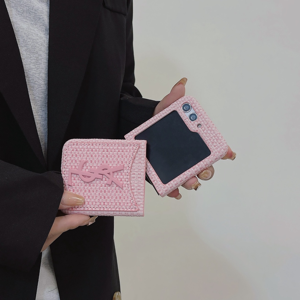 Thiết kế họa tiết dệt sang trọng Vỏ điện thoại gấp cho Samsung Galaxy Z Flip 5 Z Flip 4 5G Vỏ cho Z Flip 3 Xu hướng Phong cách thiết kế đơn giản Vỏ bảo hiểm toàn diện