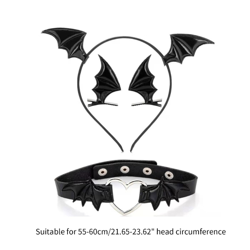 KIKIN Chocker và Bông Tai Kẹp Tóc Đen Phong Cách Gothic, Perfect Cho cosplay hoặc sinh nhật