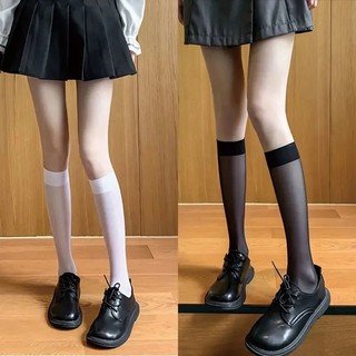 Vớ Cotton Lụa Mỏng Cổ Cao Đến Đầu Gối Thấm Hút Mồ Hôi Thời Trang Mùa Hè Cho Nữ Trong Suốt