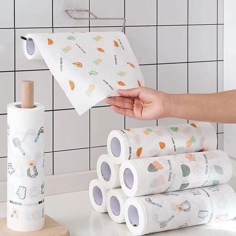 Cuộn Khăn Lau Chén Dĩa Dùng 1 Lần Bằng Vải Không Dệt Có Thể Tái Sử Dụng