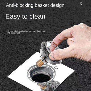 JKDESIGN Loại Press-Type Thoát nước sàn, Loại bàn đạp bằng thép không gỉ Vòi hoa sen Chân thoát nước, Vuông bền bật lên Bounce Bộ lọc sàn thoát nước chống mùi hôi