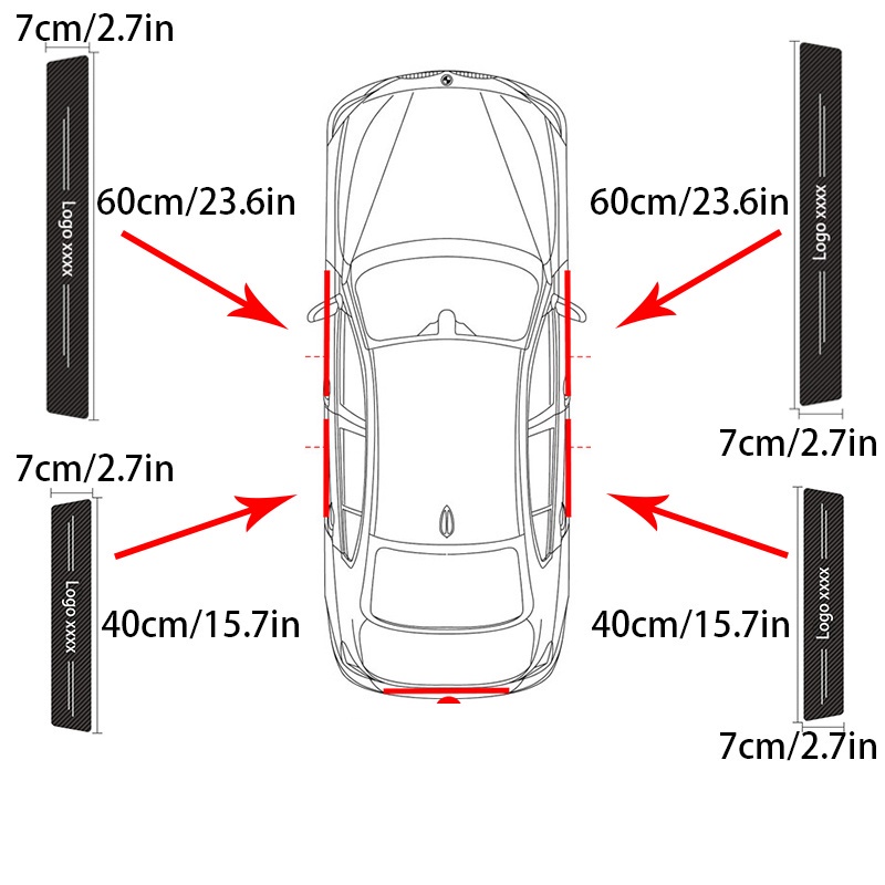 Bộ 4 Dải Dán Bảo Vệ Khung Cửa Xe Hơi Bằng vinyl / Sợi carbon Chống Trầy Xước Tiện Dụng