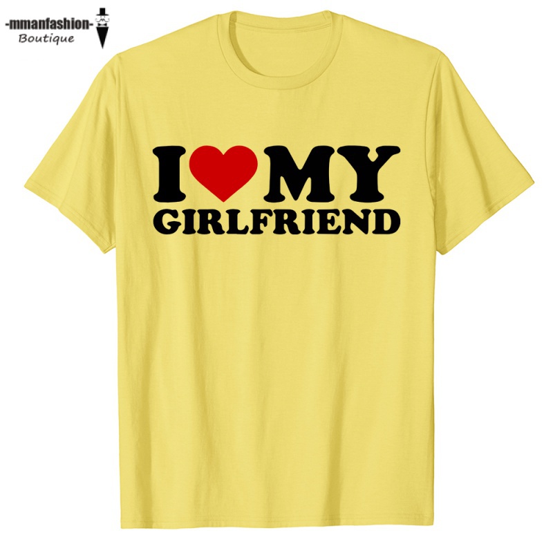 Áo Thun Tay Ngắn In Chữ I Love My Girlfriend I Heart My-Girlfriend Valentine Dành Cho Nam Nữ