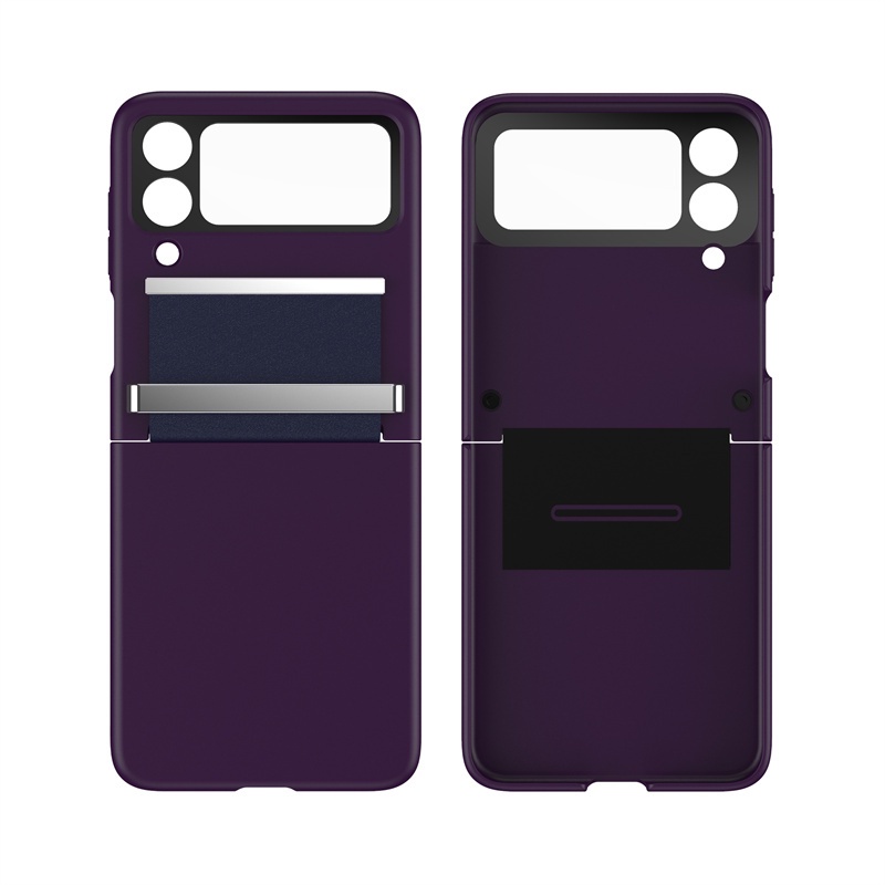 Ốp Điện Thoại Da + PC Cứng + Miếng Dán Bảo Vệ Màn Hình + Dây Đeo Cổ Tay Cho Samsung Galaxy Z Flip 4 Z Flip 3 Z Flip 3