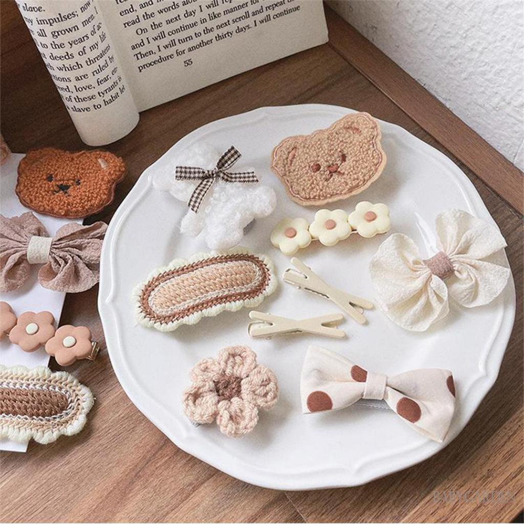 Set 9 Kẹp Tóc Hình Gấu Hoạt Hình Dễ Thương Cho Bé Gái